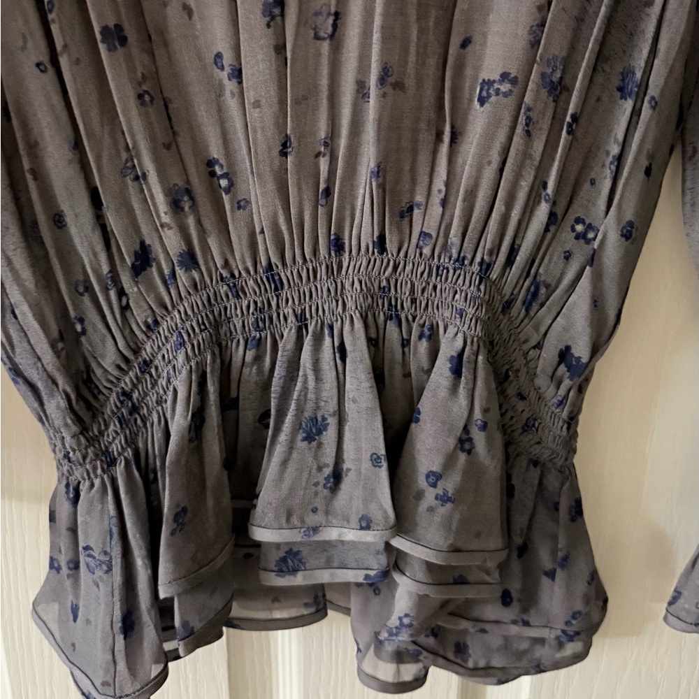 IRO Sheer Floral Ruffle Blouse - Purple - Picture 8 of 12